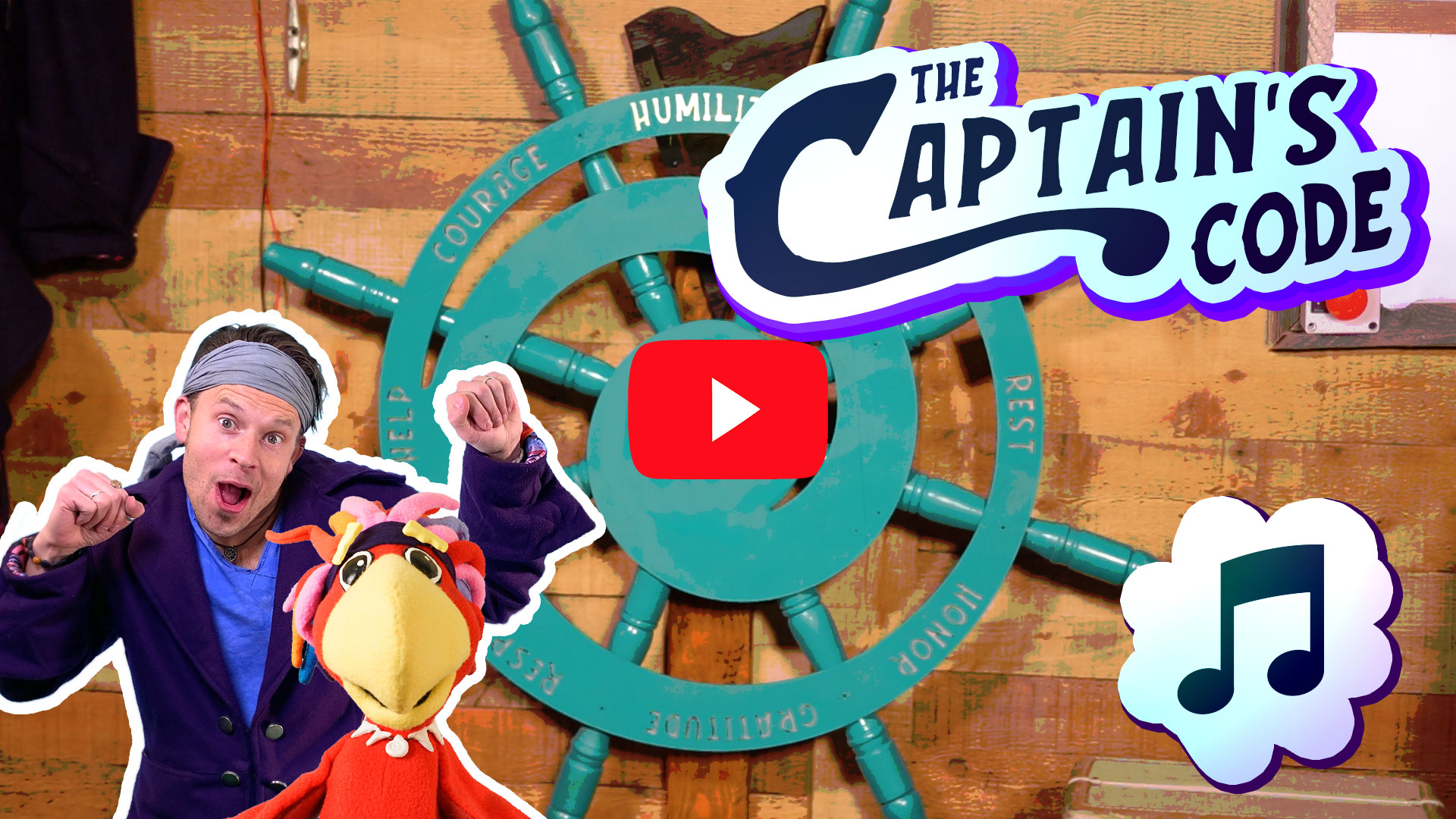 The Captain's Code Song Music Video Thumbnail with the Teal Wheel